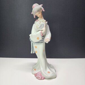 Vintage Ardco Bisque Porcelain Geisha Girl Figurine Hand Painted 9'' Taiwan